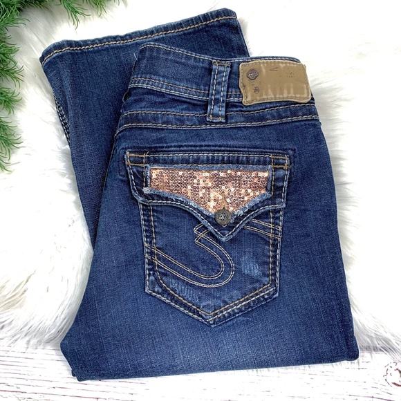 Silver Jeans Denim - 👖|•SILVER•| Suki Mid Boot Pretty Sequin Flap Pocket 31x33👖